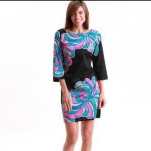 LILLY PULITZER SHAUNA TUNIC DRESS BLACK PINK HIBISCUS WOMENS SIZE 6